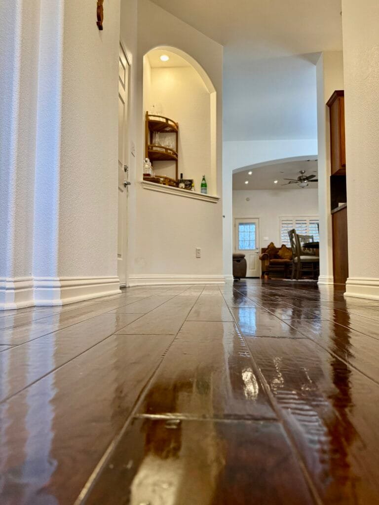 Shiny hardwood floor after a Gritz cleaning